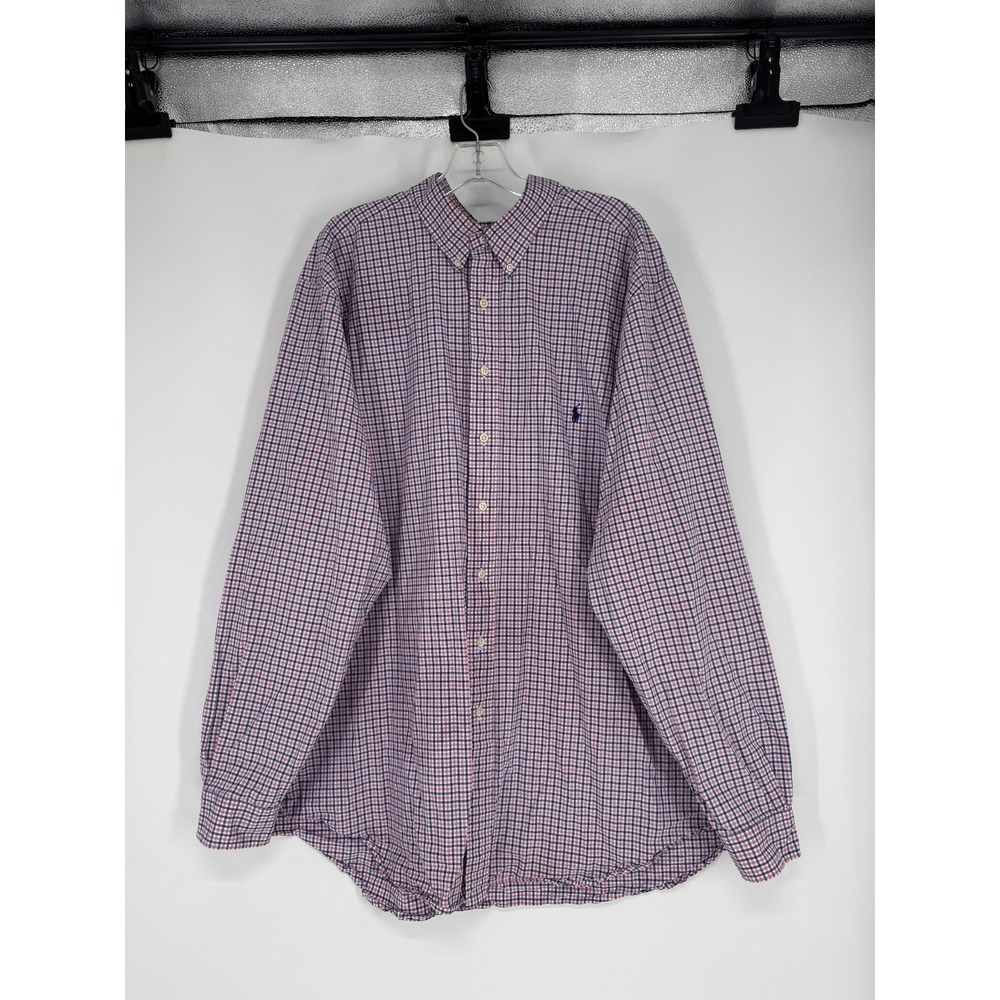 Polo Ralph Lauren Shirt Mens 2XL Tall 2XLT Gingham Check Long Sleeve Button-Down